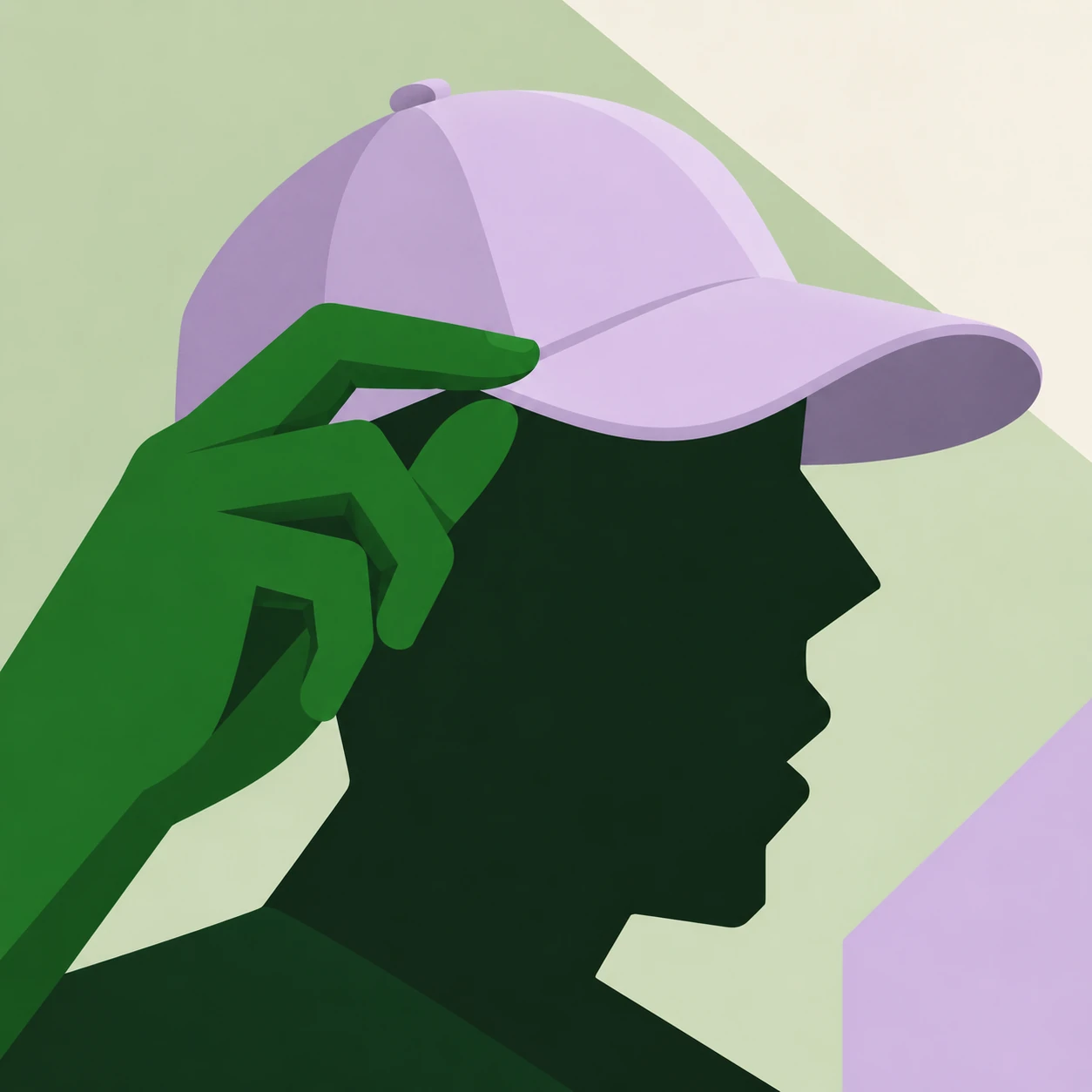 Illustrated creator in a lilac cap